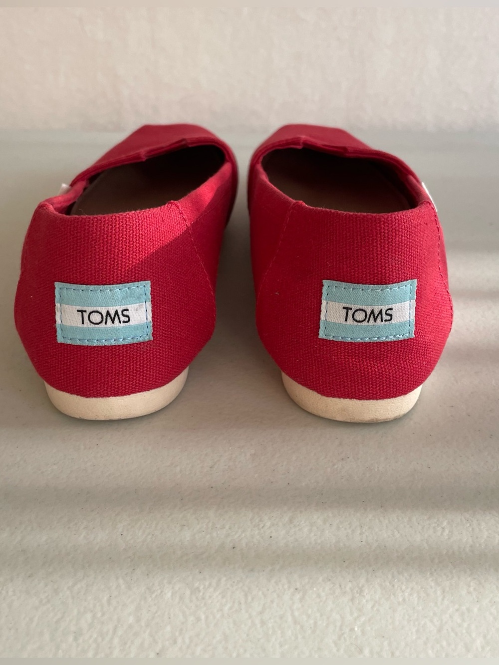 TOMS Red Classic Alpargata Canvas Slip On Flats - Women's Size 7 - Picture 4 of 10